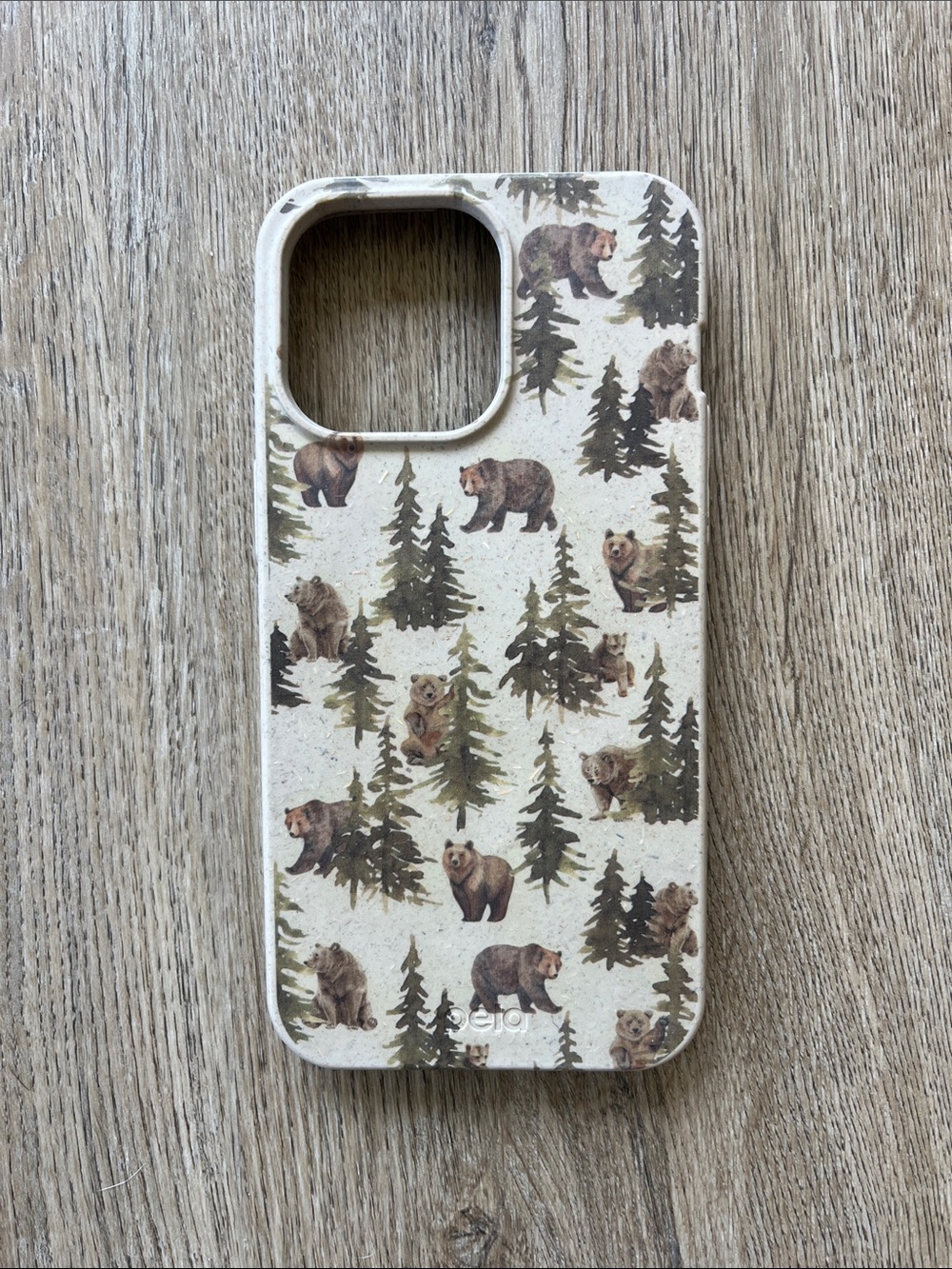 Bear Forest Eco Phone Case in Beige - Pela for iPhone 15 ProMax